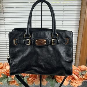 Black Leather Michael Kors Hamilton Jewel East West Tote